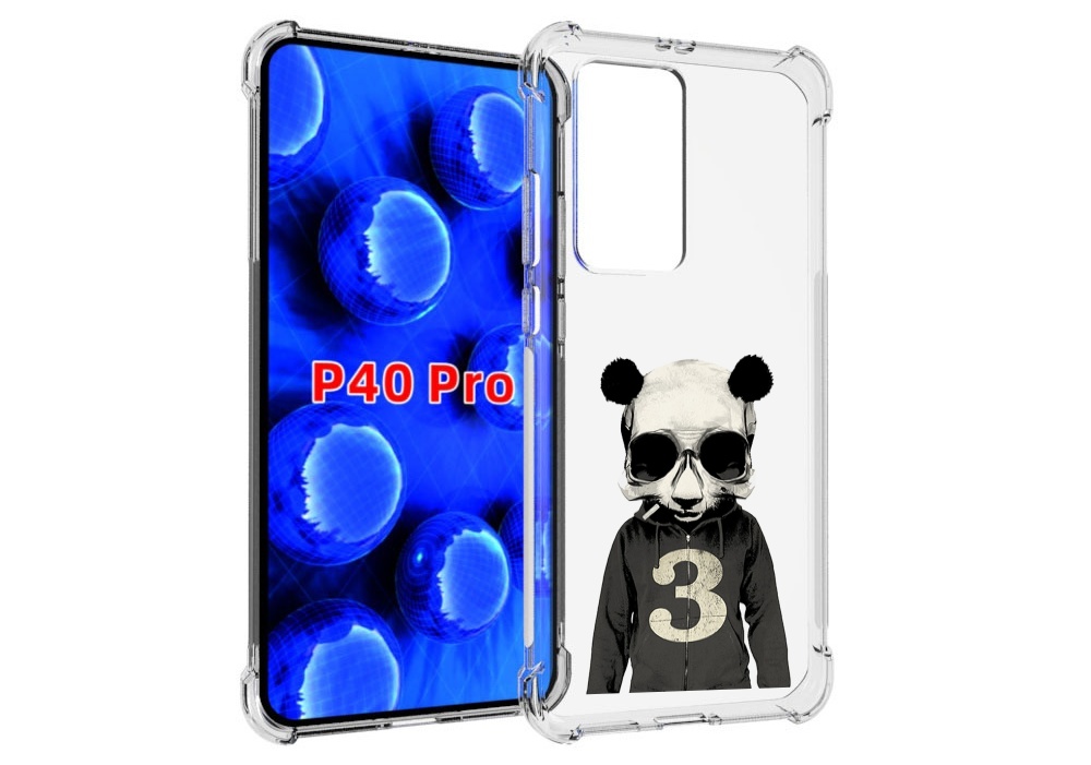 Чехол MyPads Панда-в-костюме для Huawei P40 Pro противоударный
