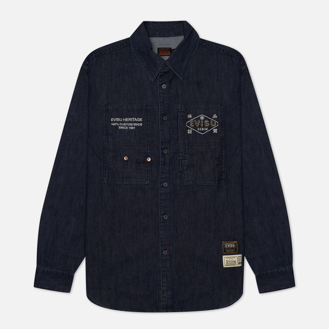 

Рубашка мужская Evisu 2EAHTM2SL159RXDN-INDW синяя S, 2EAHTM2SL159RXDN-INDW