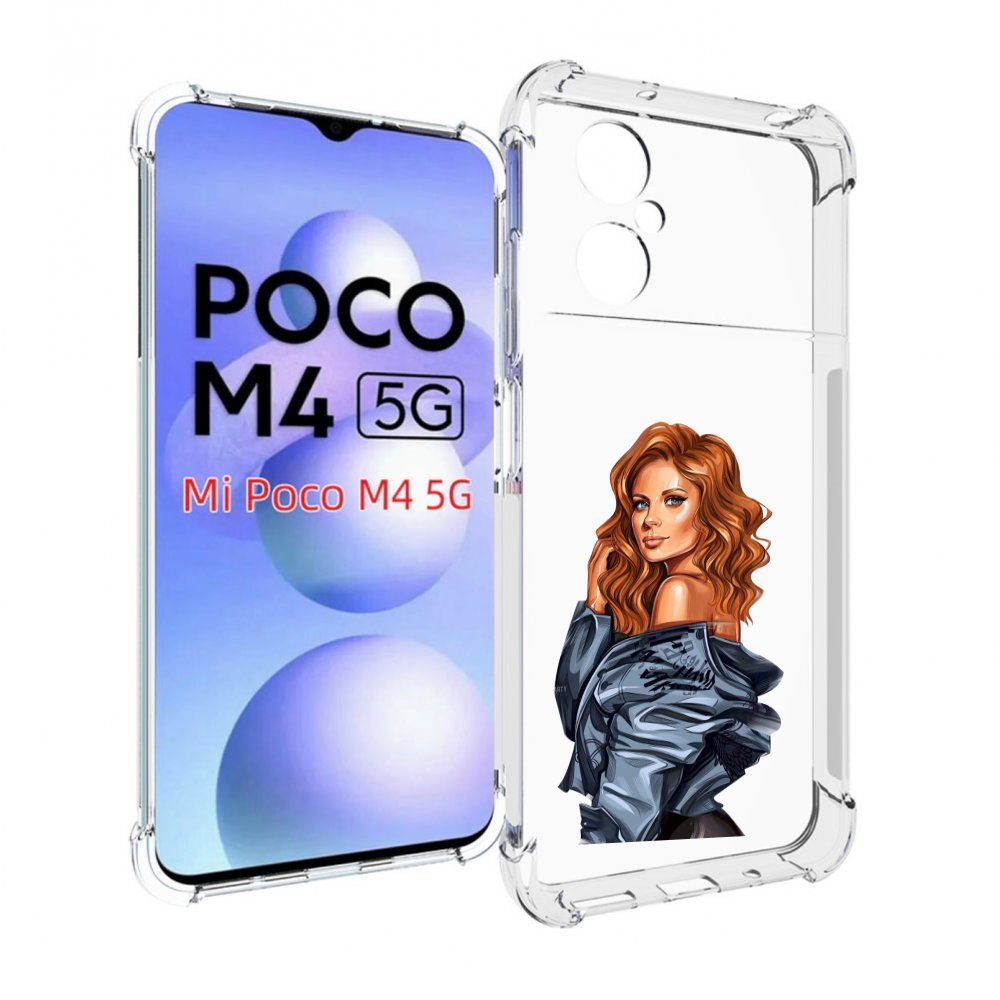 

Чехол MyPads Рыжая-девушка женский для Xiaomi Poco M4 5G, Прозрачный, Tocco