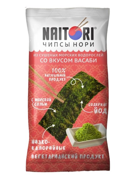 Чипсы из нори Naitori сушеные пластинки со вкусом васаби 3 г