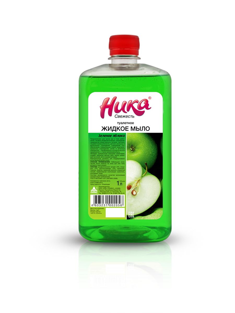 Жидкое мыло Ника-Свежесть Яблоко 1 литр