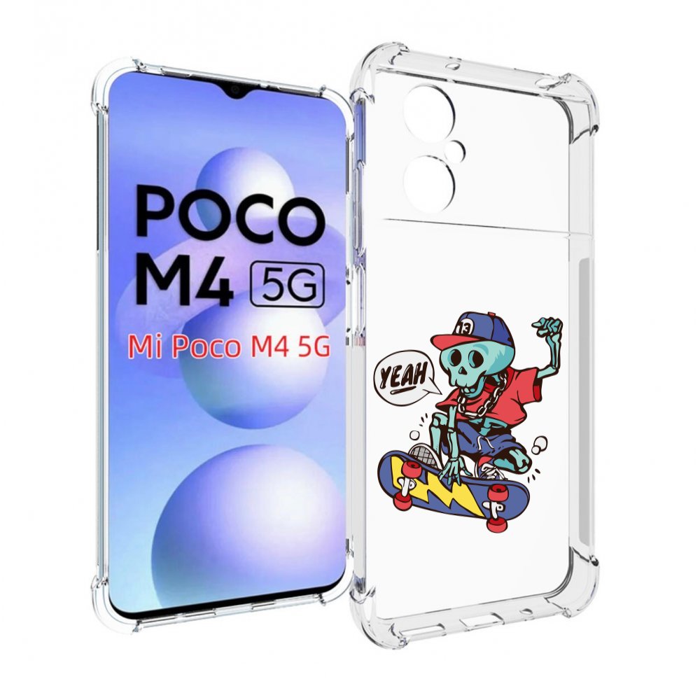 

Чехол MyPads Скелет-на-скейте для Xiaomi Poco M4 5G, Прозрачный, Tocco