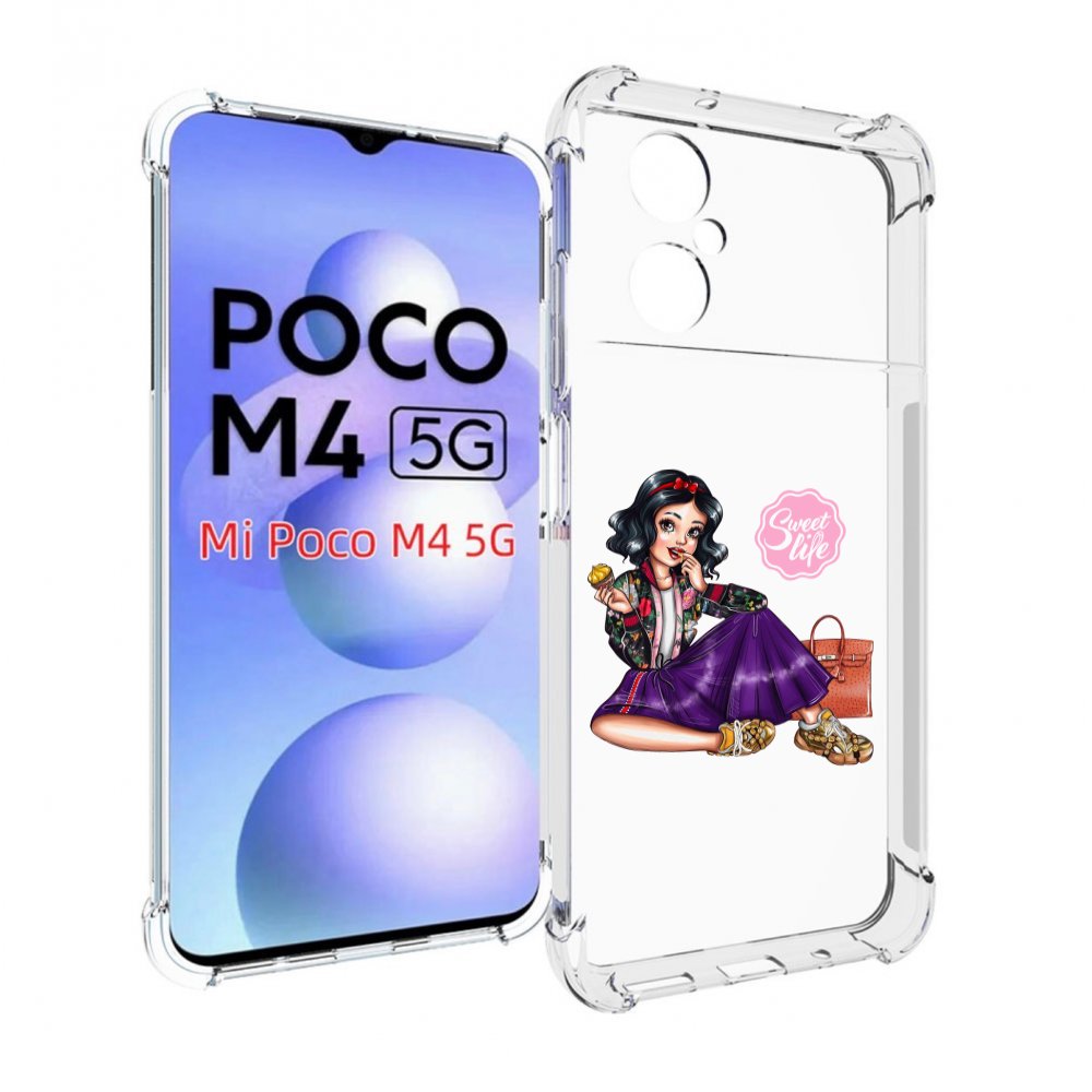 

Чехол MyPads Сладкая-жизнь женский для Xiaomi Poco M4 5G, Прозрачный, Tocco