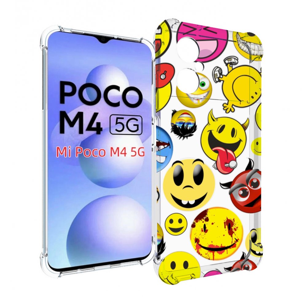 

Чехол MyPads Смайлики для Xiaomi Poco M4 5G, Прозрачный, Tocco