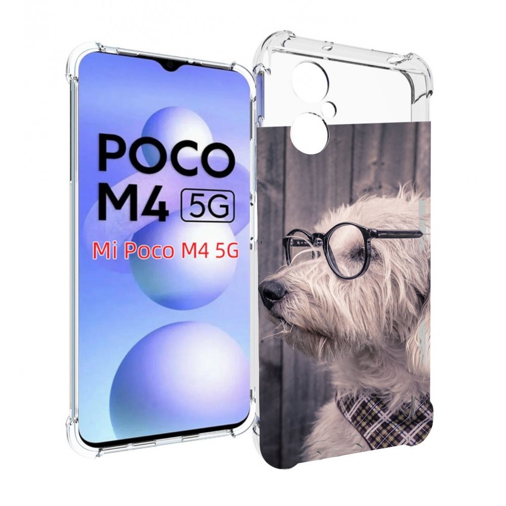 

Чехол MyPads Собака-в-очках для Xiaomi Poco M4 5G, Прозрачный, Tocco