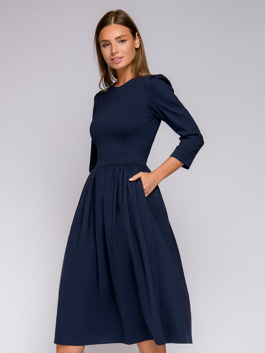 

Платье женское 1001dress 102221 синее 48 RU, Синий, 102221