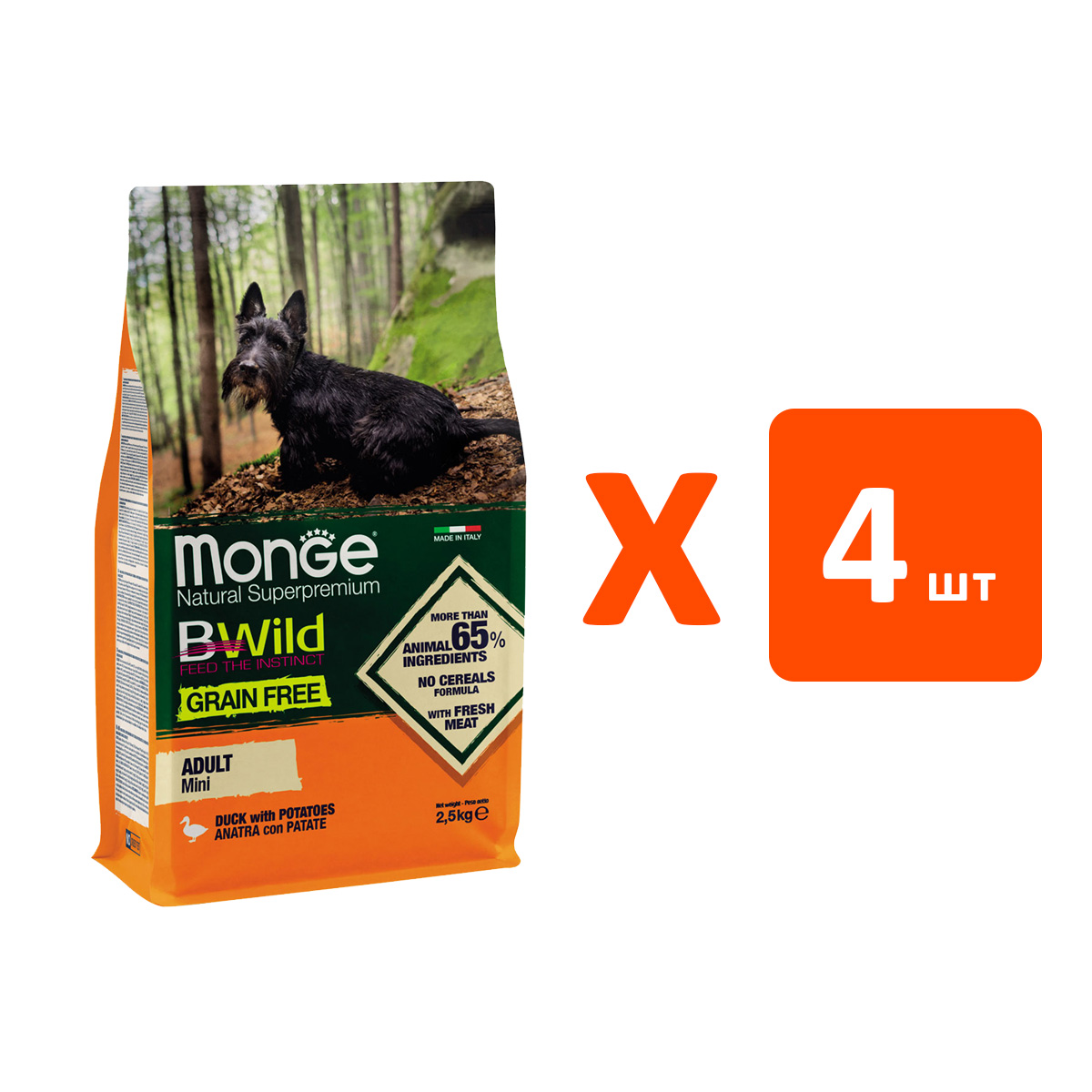 

MONGE MONGE BWILD GRAIN FREE DOG ADULT MINI DUCK беззерновой для взрослых собак маленьких