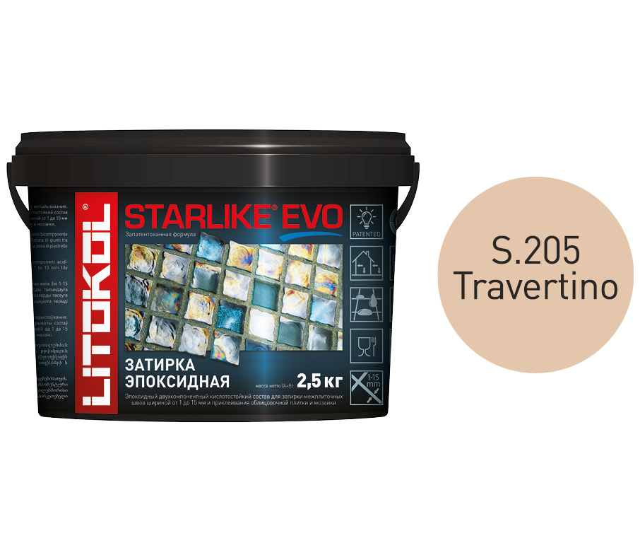 фото Затирка litokol starlike evo s.205 travertino, 2,5 кг