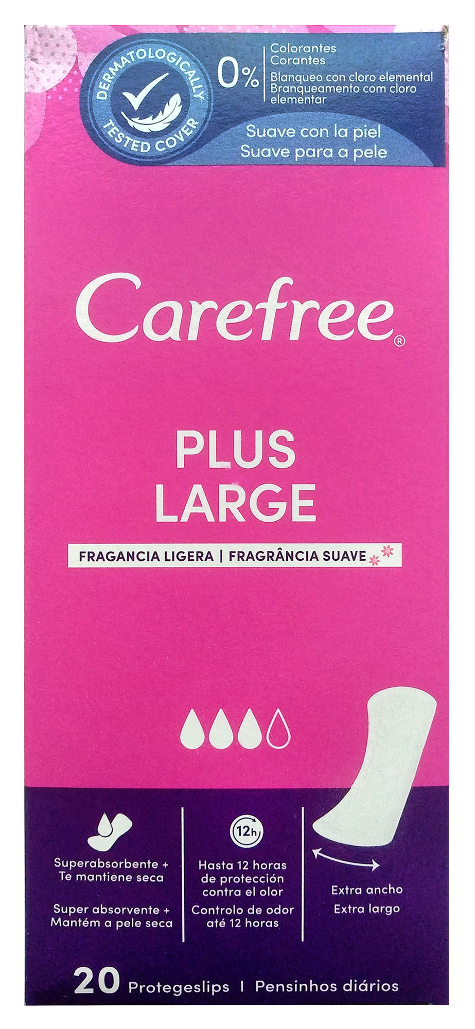 Ежедневные прокладки Carefree Plus Large с легким ароматом 3 капли, 20 шт./уп.
