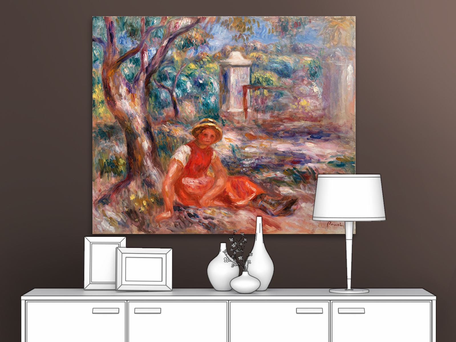 

Картина на холсте репродукция Огюста Ренуара "Девушка у подножия дерева" 73х60 см, Девушка у подножия дерева