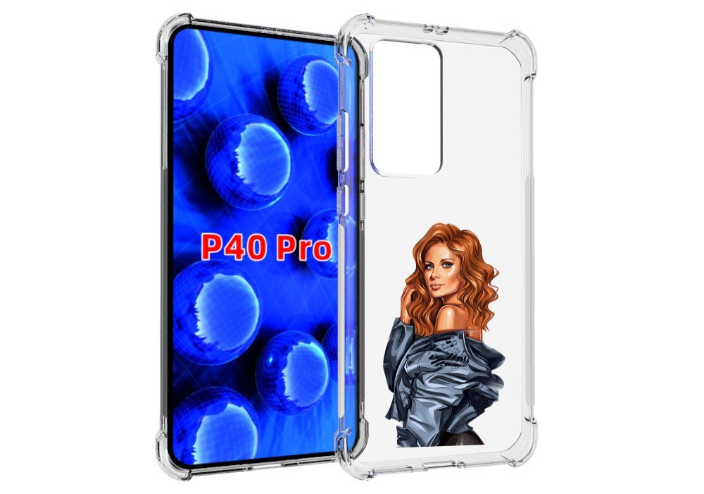 Чехол MyPads Рыжая-девушка женский для Huawei P40 Pro противоударный