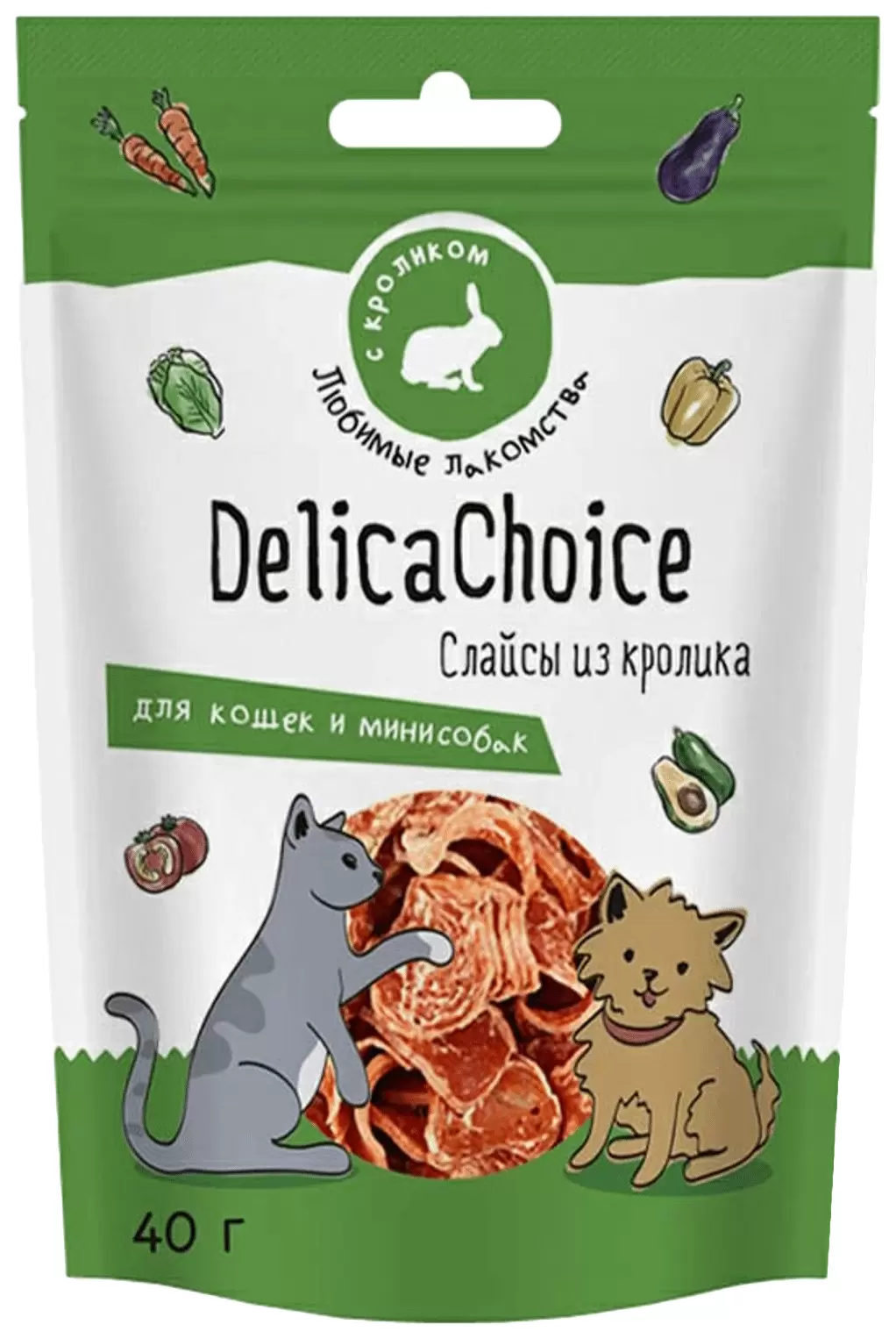 

Лакомство для кошек DelicaChoice Слайсы из кролика 10шт по 40г