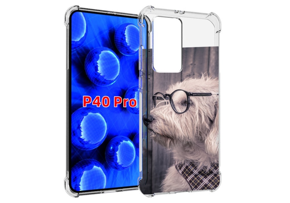 

Чехол MyPads Собака-в-очках для Huawei P40 Pro противоударный, Прозрачный, Tocco