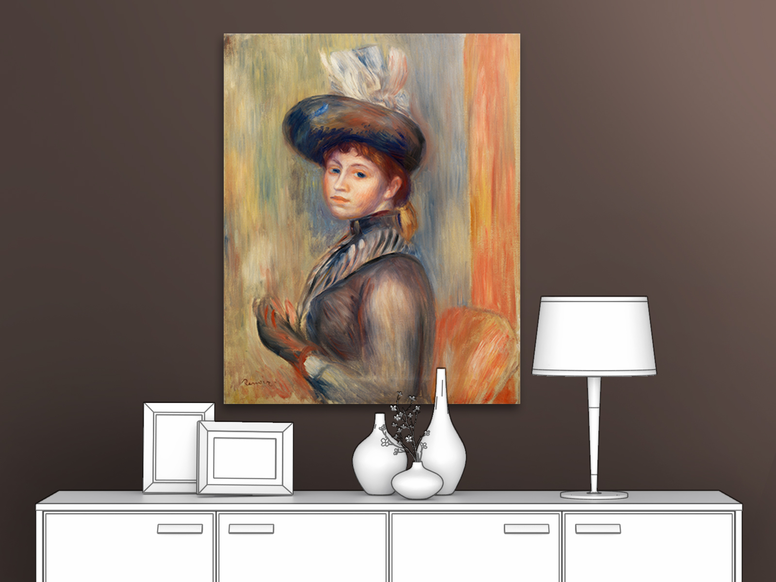 

Картина на холсте репродукция Огюста Ренуара "Девушка в серо-голубом" 48х60 см, Девушка в серо-голубом