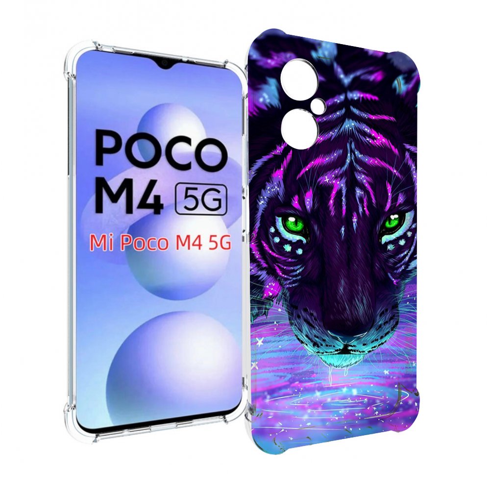 

Чехол MyPads Тигр-неон для Xiaomi Poco M4 5G, Прозрачный, Tocco