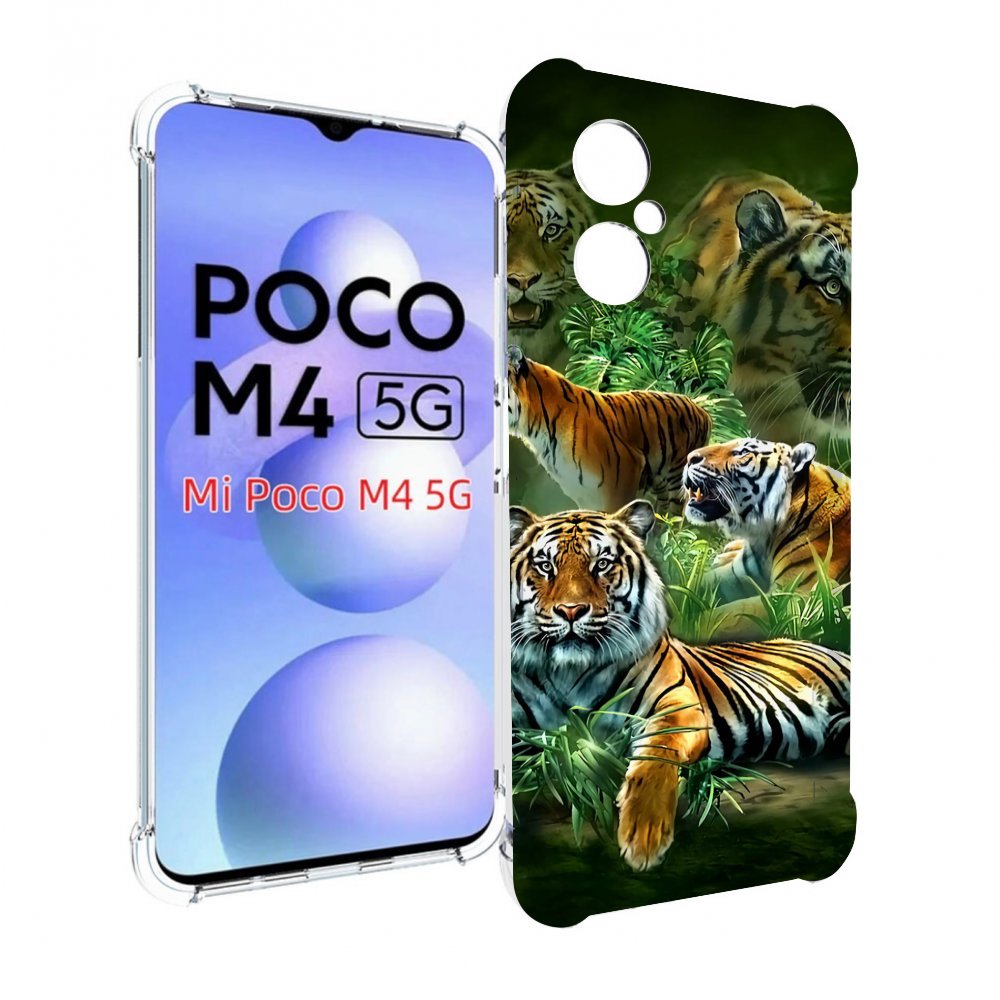 

Чехол MyPads Тигры для Xiaomi Poco M4 5G, Прозрачный, Tocco
