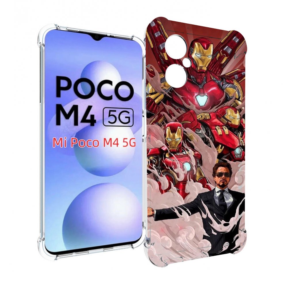 

Чехол MyPads Тони-Старк-и-костюмы для Xiaomi Poco M4 5G, Прозрачный, Tocco