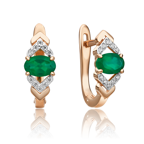 

Серьги из красного золота с фианитом/халцедоном PLATINA jewelry 02-3228-00-275-1110-47, 02-3228-00-275-1110-47