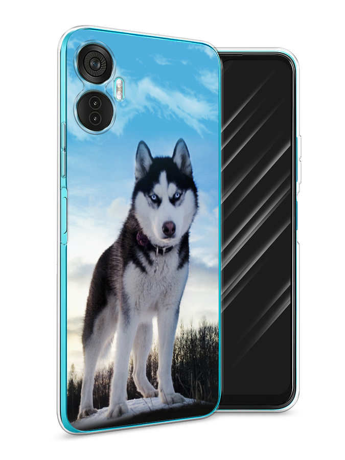 

Чехол Awog на Itel Vision 5 Plus "Хаски 3", Белый;черный;голубой, 3201150-2