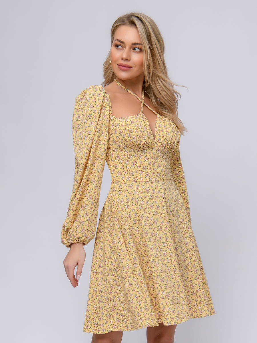 

Платье женское 1001dress 102689 желтое 42 RU, Желтый, 102689