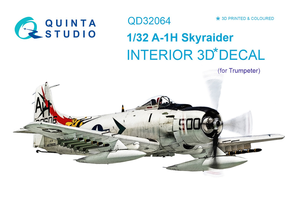 

QD32064 3D Декаль интерьера кабины A-1H Skyraider для модели Trumpeter, Однотонный