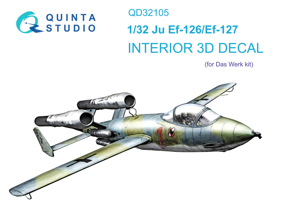 

QD32105 3D Декаль интерьера кабины Ju EF 126/EF 127 Das Werk, Однотонный