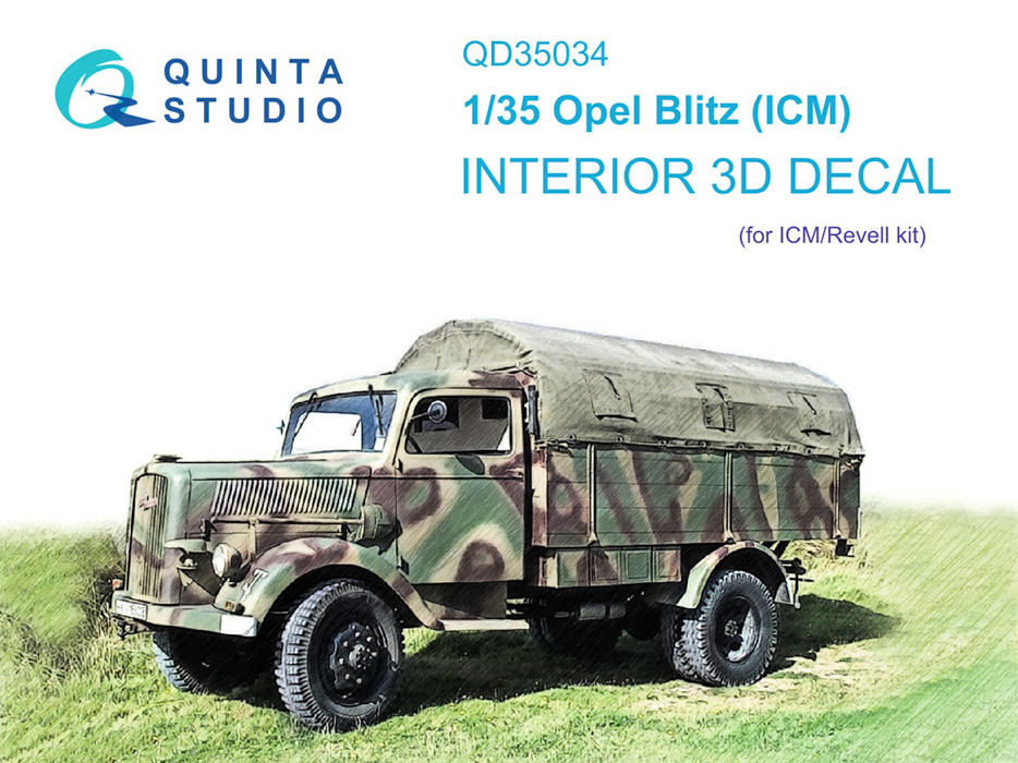 

QD35034 3D Декаль интерьера кабины Opel Blitz ICM, Однотонный