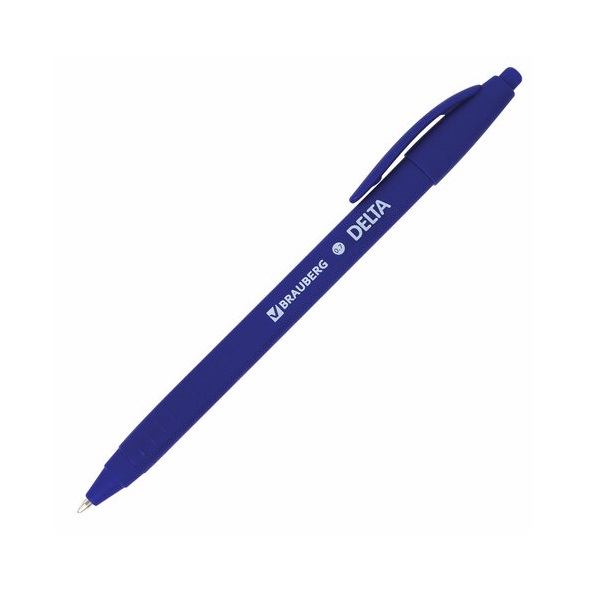 

Ручка шариковая масляная автоматическая BRAUBERG Delta синяя soft-touch 24 шт