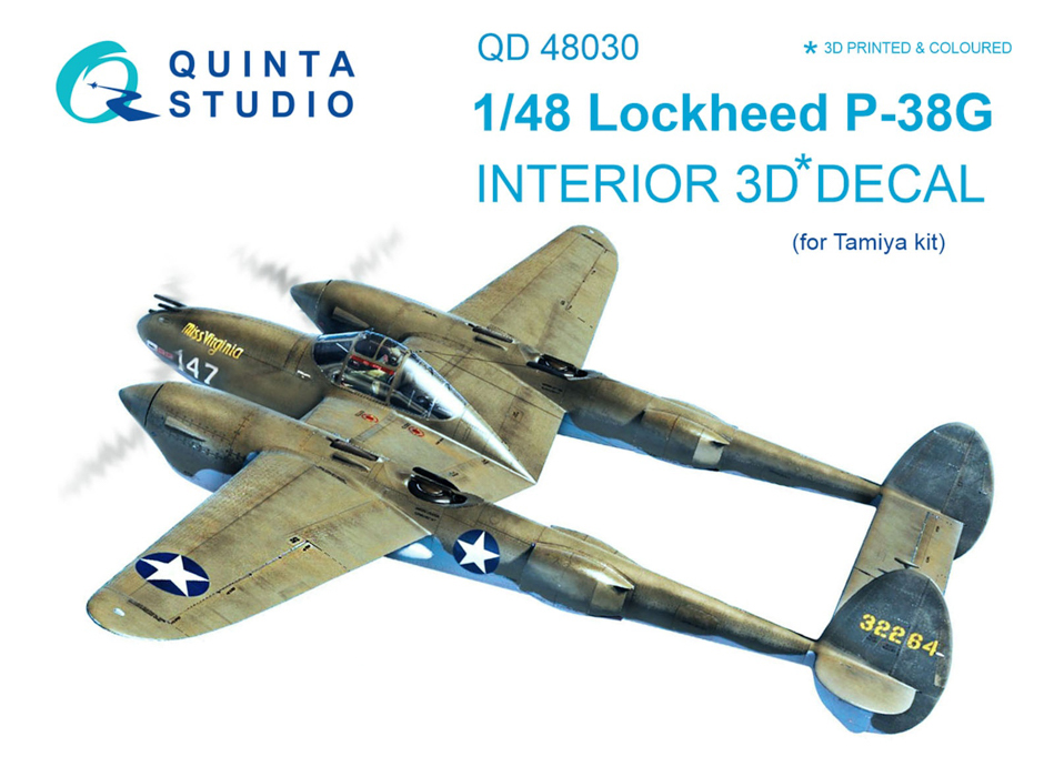 

QD48030 1:48 3D Декаль интерьера кабины P-38G для модели Tamiya, Однотонный