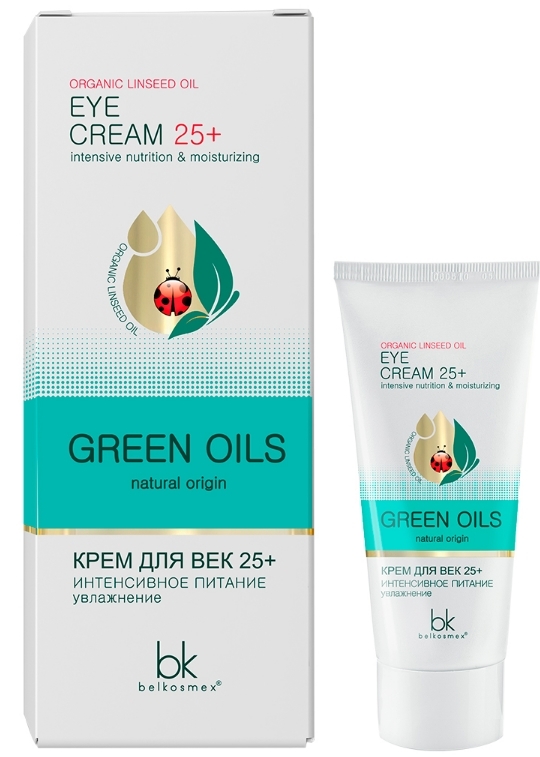 Крем для век BelKosmex Green Oils 25+ интенсивное питание увлажнение