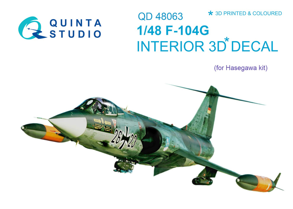 

QD48063 1/48 3D Декаль интерьера кабины F-104G для модели Hasegawa, Однотонный