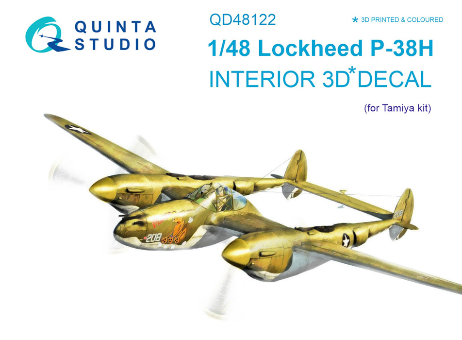 

QD48122 3D Декаль интерьера кабины P-38H для модели Tamiya, Однотонный