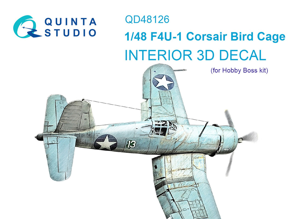 QD48126 3D Декаль интерьера кабины F4U-1 Corsair Birdcage Hobby Boss