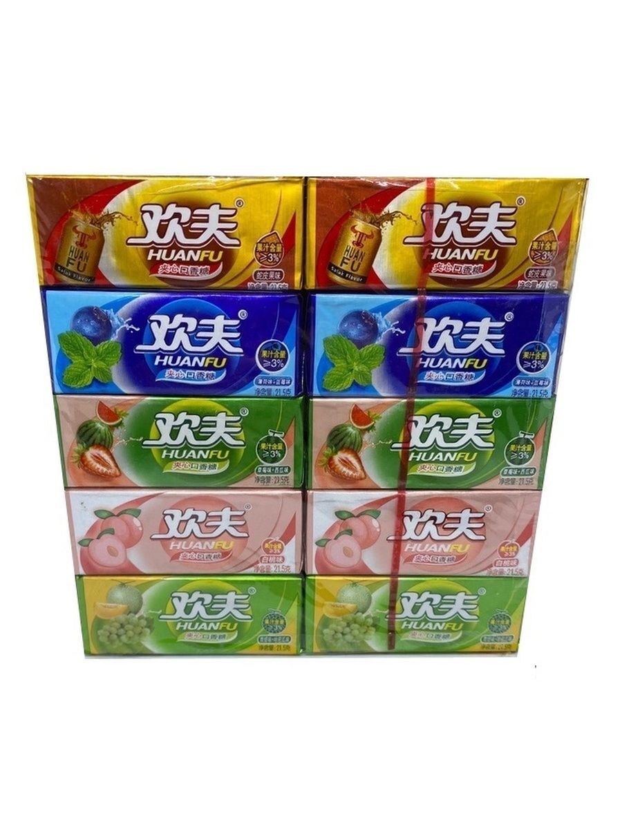 Жвачка Huanfu 5 вкусов 21,5 г х 20 шт