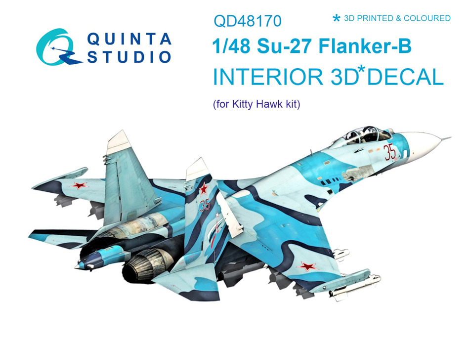 

QD48170 3D Декаль интерьера кабины Су-27 для модели KittyHawk, Однотонный