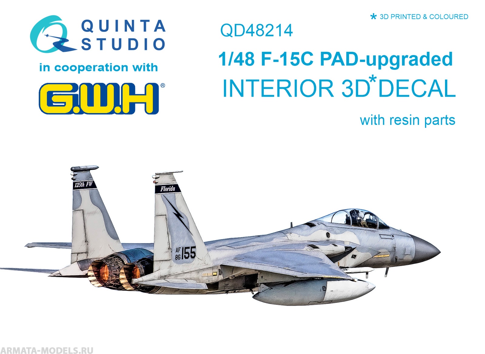 фото Qd48214 3d декаль интерьера кабины со смоляными деталями f-15c pad-upgraded gwh quinta studio