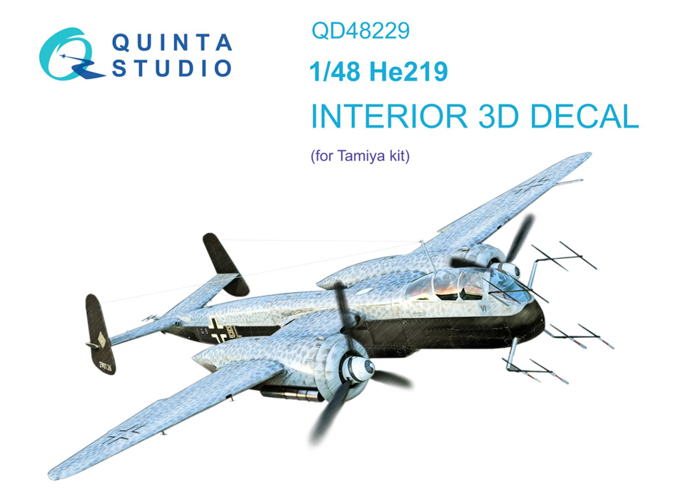 QD48229 3D Декаль интерьера кабины He 219 Tamiya