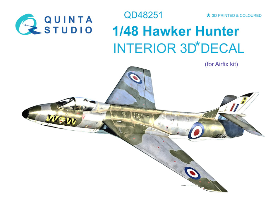 

QD48251 3D Декаль интерьера кабины Hawker Hunter Airfix, Однотонный