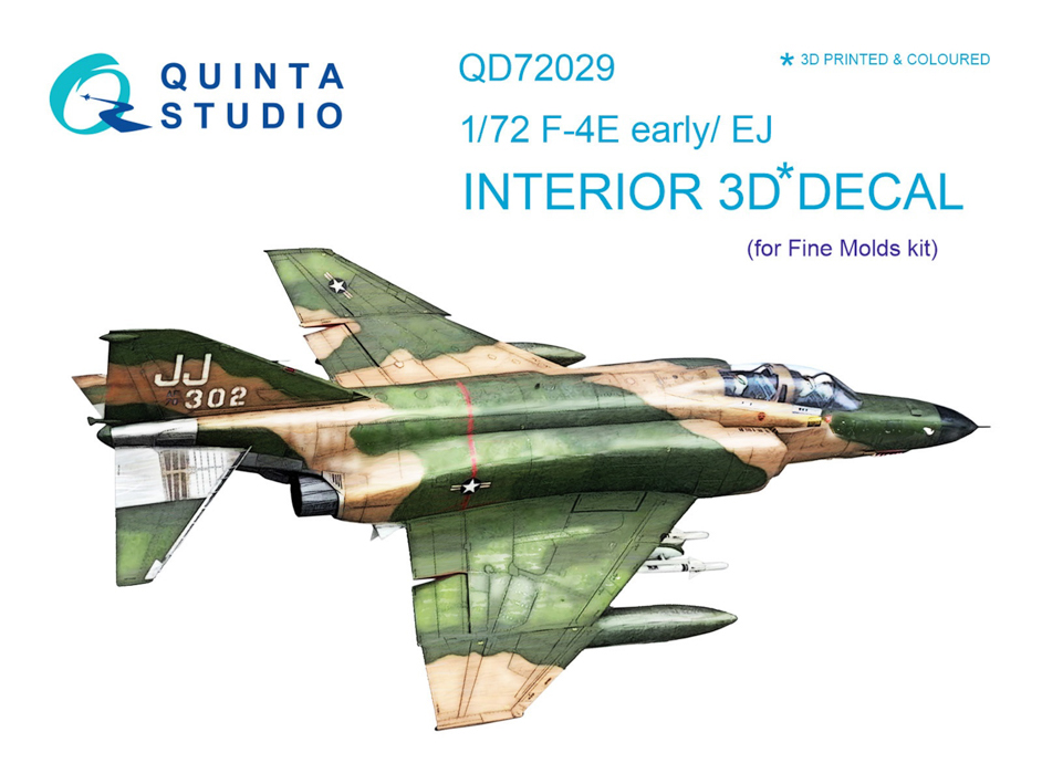 

QD72029 3D Декаль интерьера кабины F-4E early/F-4EJ для модели FineMolds, Однотонный