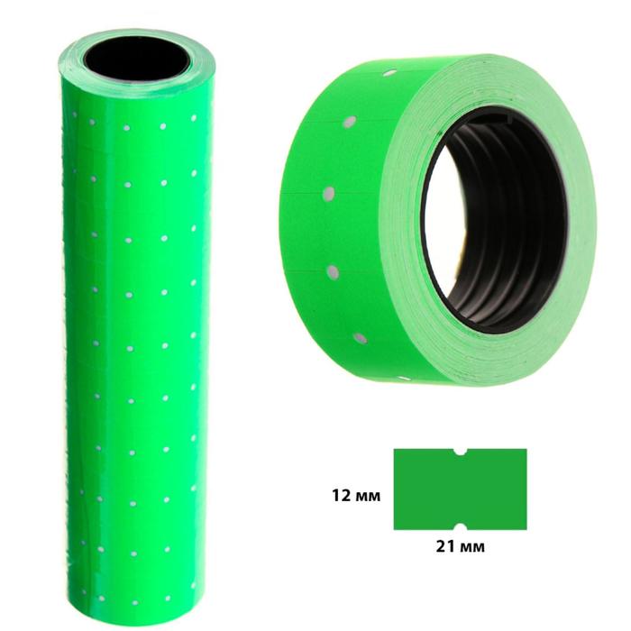 Этикет-лента 21 х 12 мм, прямоугольная, зелёная, 500 этикеток, (10шт.)