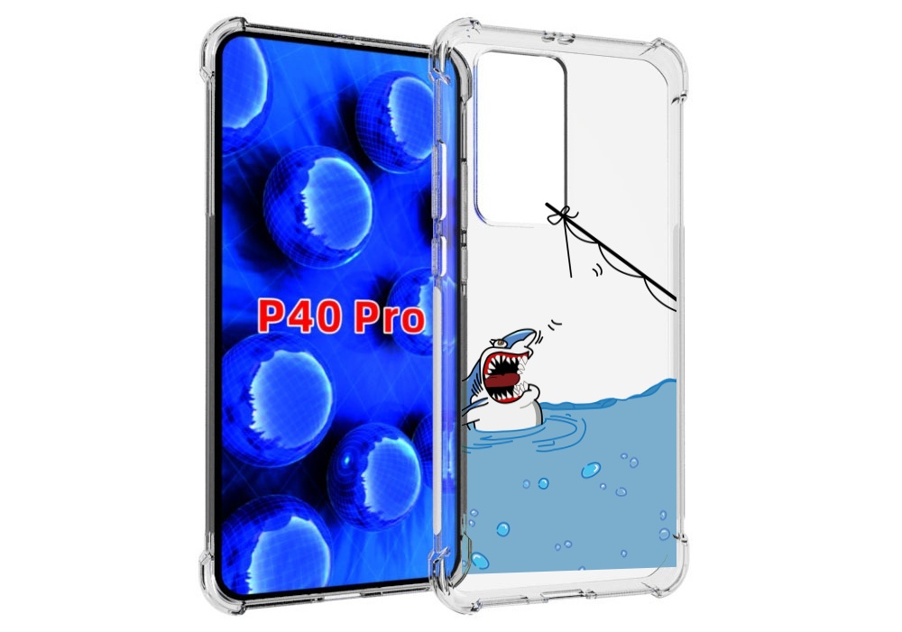 

Чехол MyPads акула-рисунок для Huawei P40 Pro противоударный, Прозрачный, Tocco