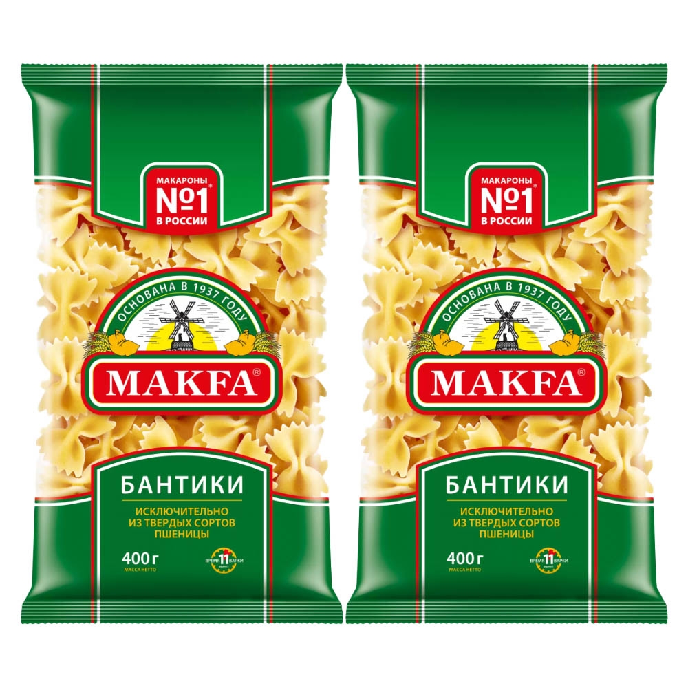 

Макаронные изделия Makfa Бантик, 2 шт по 400 г