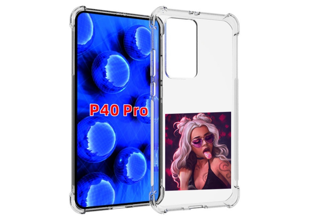 Чехол MyPads блестящий-язык женский для Huawei P40 Pro противоударный