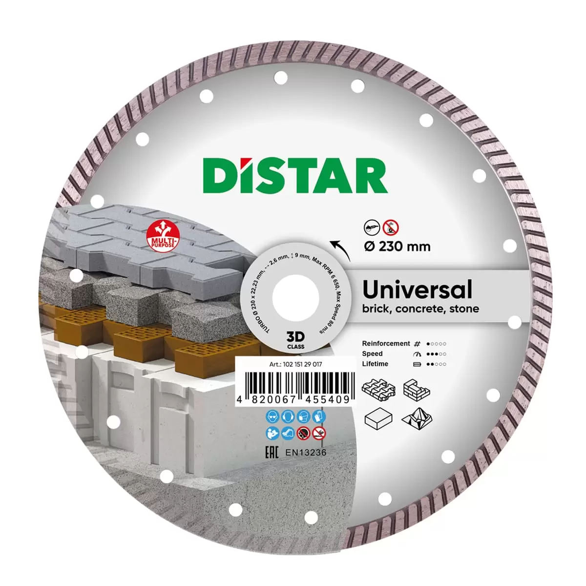 Диск алмазный отрезной Distar 1A1R Turbo 230 мм Bestseller Universal 3D