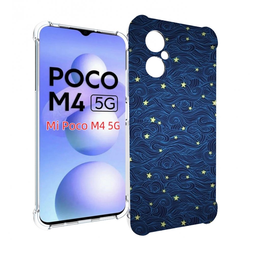 

Чехол MyPads волны с звездами акварель для Xiaomi Poco M4 5G, Прозрачный, Tocco