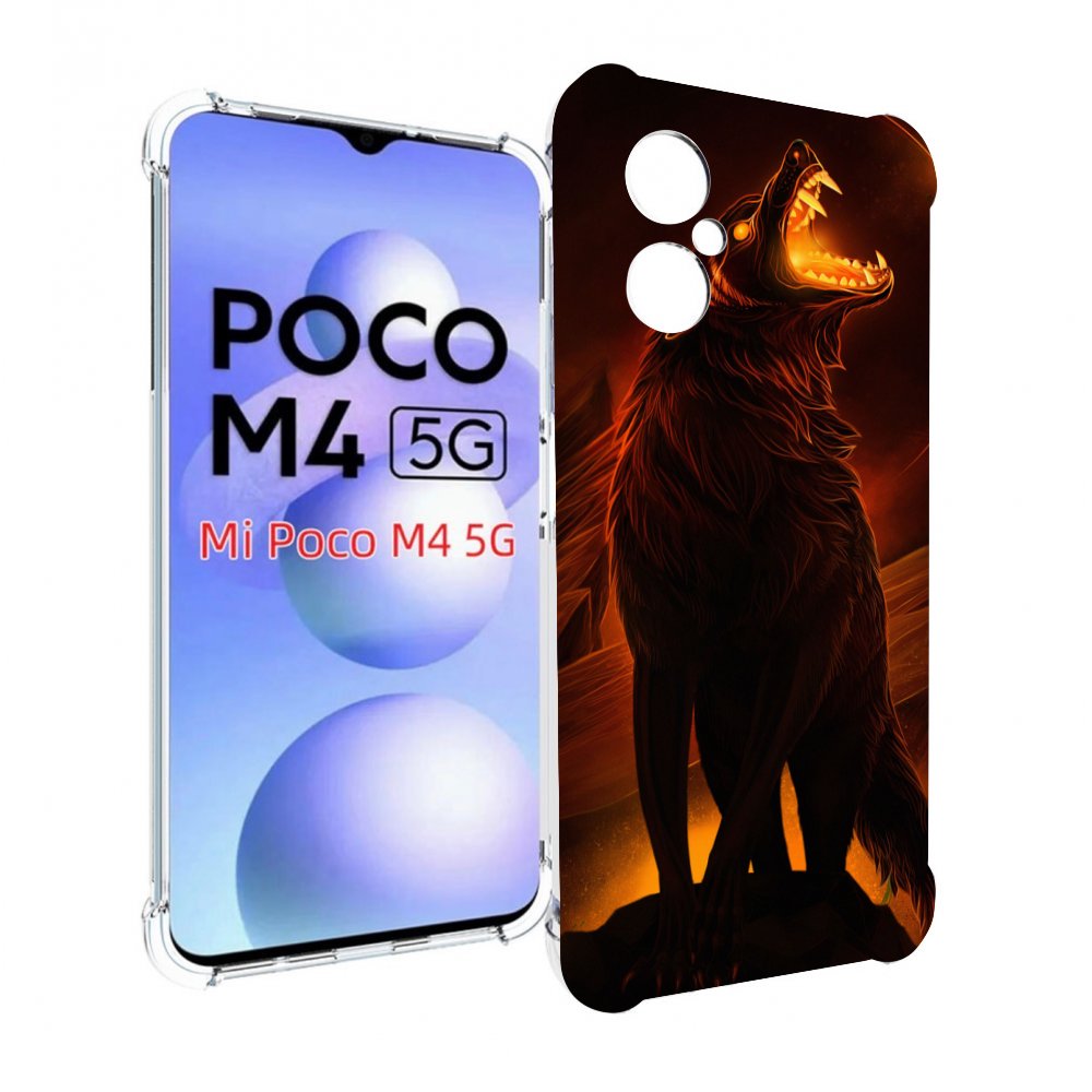 

Чехол MyPads волчара с огнем внутри для Xiaomi Poco M4 5G, Прозрачный, Tocco