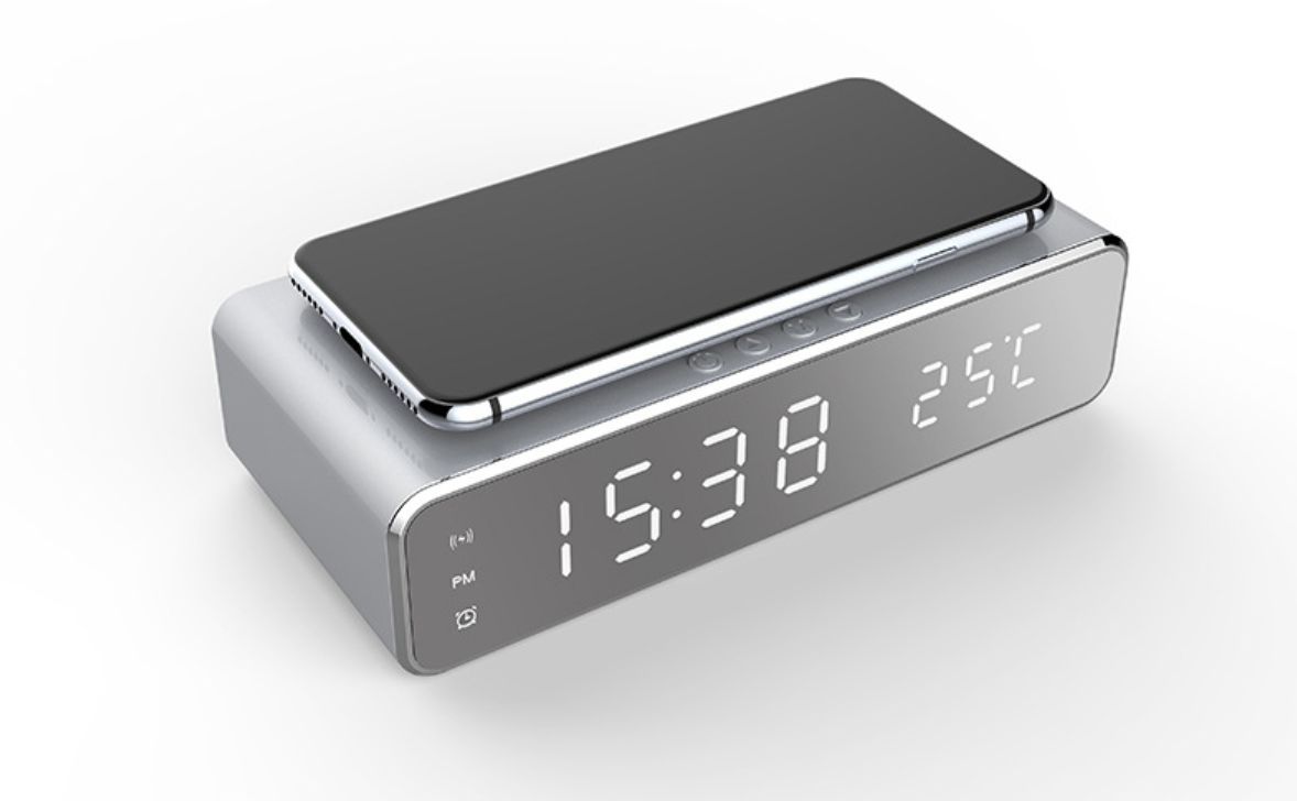 фото Часы будильник с быстрой беспроводной зарядкой телефона mypads a129-295