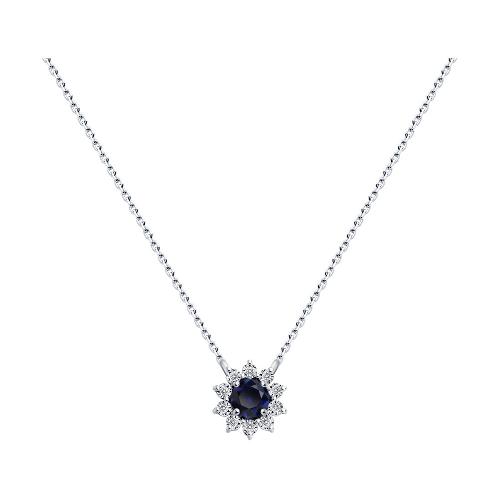 

Колье из белого золота 45 см SOKOLOV Diamonds 77-00009-3, бриллиант/корунд искусственный, 77-00009-3