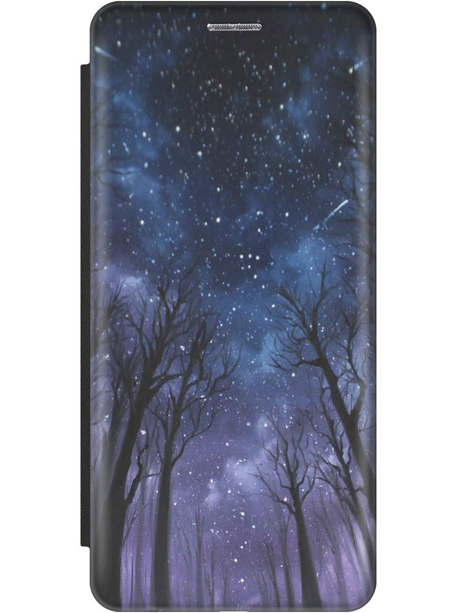 

Чехол-книжка на Vivo V27e "Ночной лес" черный, Серый;синий, 159637