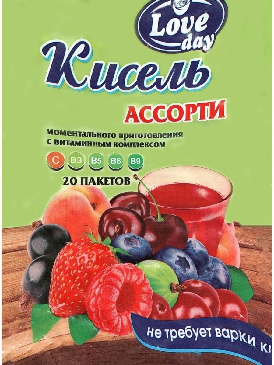 Кисель сухой Love Day Ассорти 30 г х 20 шт